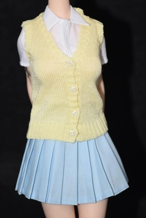 1/6 Scale Female Soldier Model Figure Doll Clothing Sweater Vest for 12 Inch Movable Doll Action Figure Doll Miniatures Accessories Doll(Yellow)
