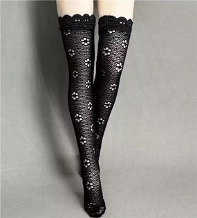 1/6 Scale Female Soldier Model Figure Doll Floral Print Thigh High Stockings for 12 inch Action Figure Doll Socks Doll