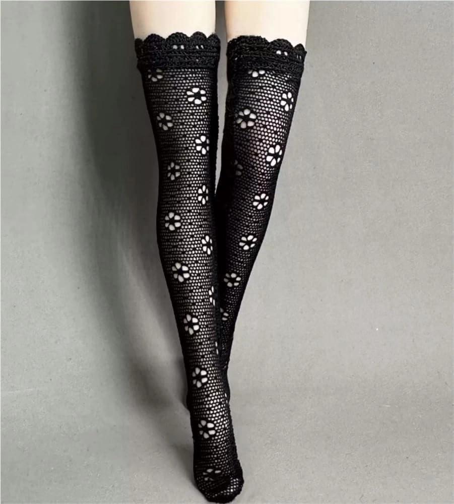 1/6 Scale Female Soldier Model Figure Doll Floral Print Thigh High Stockings for 12 inch Action Figure Doll Socks Doll