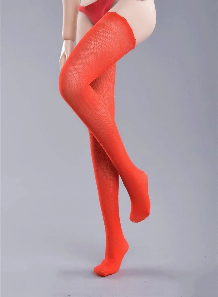 1/6 Scale Female Soldier Model Figure Doll Socks Long Stockings Legging for 12 inch Action Figure Doll Clothes Doll(Red)