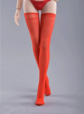 1/6 Scale Female Soldier Model Figure Doll Socks Long Stockings Legging for 12 inch Action Figure Doll Clothes Doll(Red)