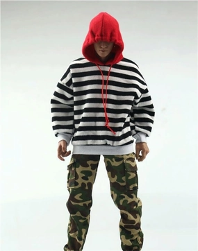 1/6 Scale Male Soldier Model Figure Doll Striped Hoodie Cargo Pants Belt Clothes for 12 Inch Action Figure Doll Clothes Doll