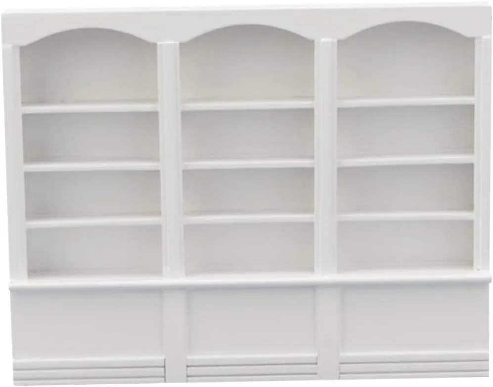 1pc Mini Triple Bookcase Display Shelf Doll House Cabinet European Style Furniture Lightweight Compact for Crafts Miniature Decor