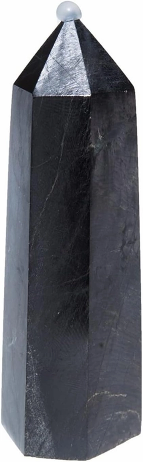 1pcs Beautiful Natural Hand Carved Crystals Stones Tower Wand Black Carbonado Points Decoration Crystal (Size : 7 to 8cm)
