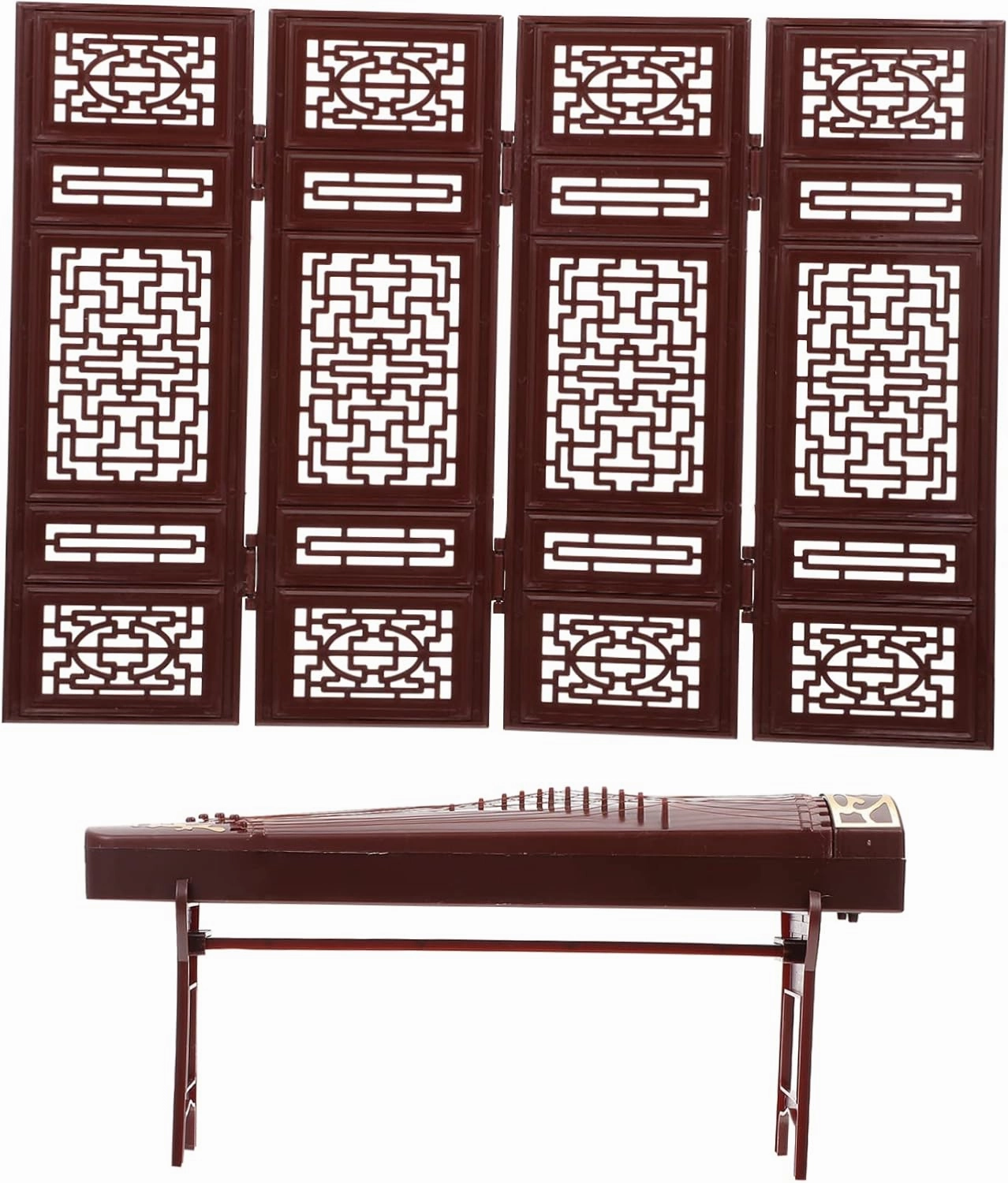 1set Retro for Dollhouse Miniature Chinese Screen Accessory Cosplay Doll Decor Lightweight Safe Material for Mini House Decoration Photography Props