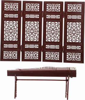 1set Retro for Dollhouse Miniature Chinese Screen Accessory Cosplay Doll Decor Lightweight Safe Material for Mini House Decoration Photography Props