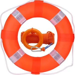 20 Inch / 50cm Pool Safety Life Preserver Throw Ring Buoy- Swim Foam Rings for Swimming Pool Wall Decoration with 98.4FT Water Floating Lifesaving Rope