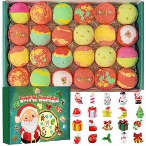 20-Pack Bath Balls with Surprises, Twenty Christmas Toys Inside, Natural Handmade Bubble Ball Set