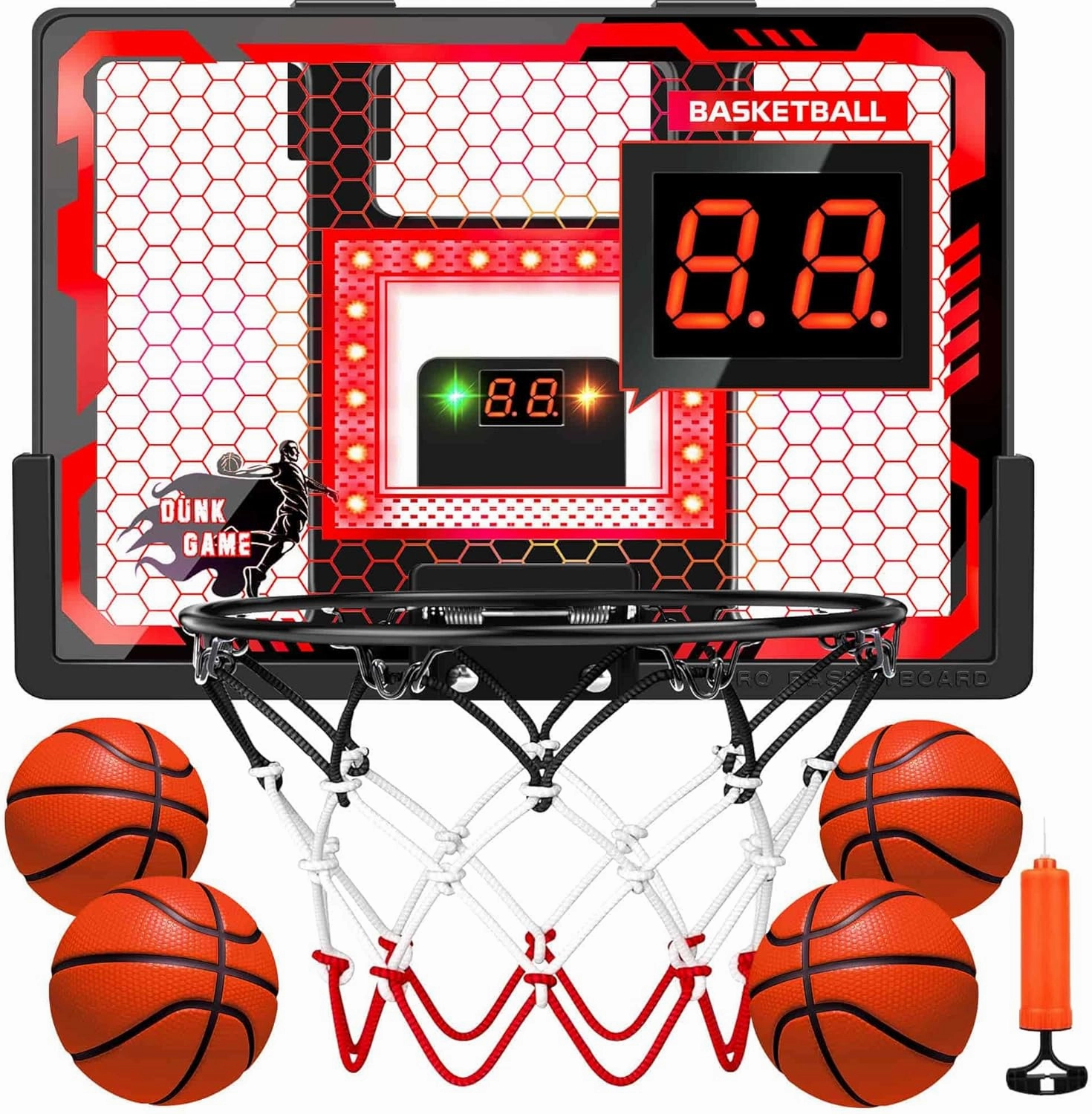 2024 New Upgraded Indoor Basketball Hoop Toy for Kids - Pro Basketball Hoop with Anti-Impact Backboard, Scoreboard&4 Balls Basketball Toys for 6 7 8 9 10 11 12 Year Old Boys