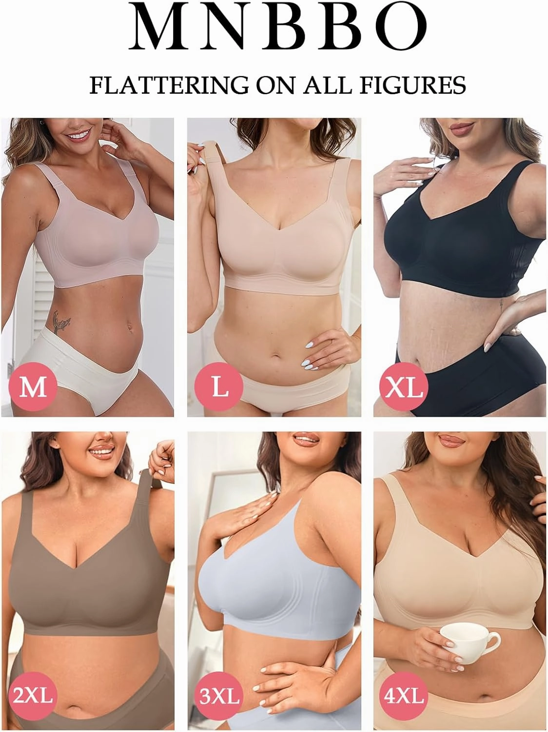 2025 Womens Seamless Wireless Supportive Bra Push Up Comfort Soft No Underwire Full Coverage T-Shirt Bras (M-4XL)