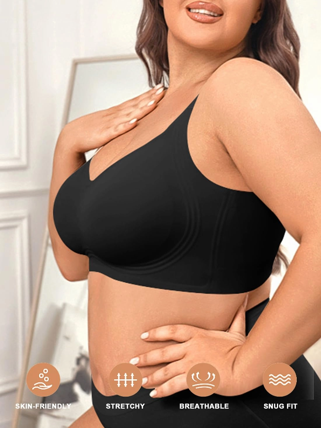 2025 Womens Seamless Wireless Supportive Bra Push Up Comfort Soft No Underwire Full Coverage T-Shirt Bras (M-4XL)
