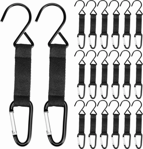 20 Pcs Fence Hooks for Baseball Bag Metal Nylon Safety Buckles Multifunctional Hanging Hooks for Softball Basketball Tennis Baseball Outdoor Sports Equipment Water Cup Racket Backpack Tote, Black