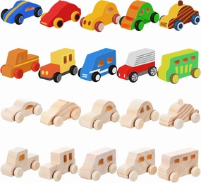 20 Pcs Unfinished Wooden Cars DIY Toys, Paintable Wood Toy Cars Crafts to Paint for Students Home Activities Family Time Handicraft Projects Party Favors