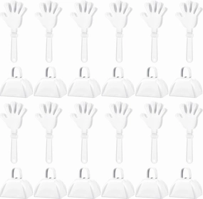 24 Pcs Hand Clappers and Metal Cowbells Noise Makers Cheering Clappers Cow Bells Handle Cheers Dance Basketball Football Noise Makers Sporting Events Graduation School Sports Party (White)