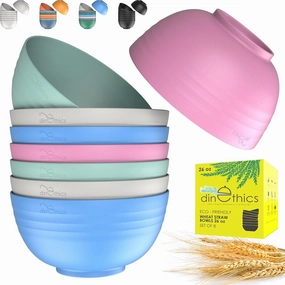 26oz Wheat Straw Cereal Bowl Set of 8 - Cereal Bowls for Kids & Elders - Microwave Safe Soup Bowls for Kitchen - Dishwasher Safe Bowl - Lightweight Toddler Bowls Set for Salad, Rice, Breakfast Oatmeal