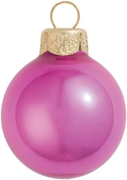 28ct Shiny Lipstick Pink Glass Ball Christmas Ornaments 2" (50mm)