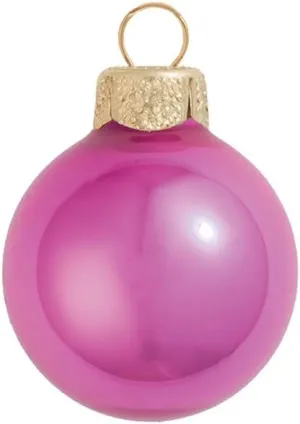 28ct Shiny Lipstick Pink Glass Ball Christmas Ornaments 2" (50mm)