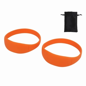 2 Pack Silicone Patella Knee Support Straps, Elastic Tendon Stabilizer Bands, with Portable Bag, for Basketball, Running (Orange)