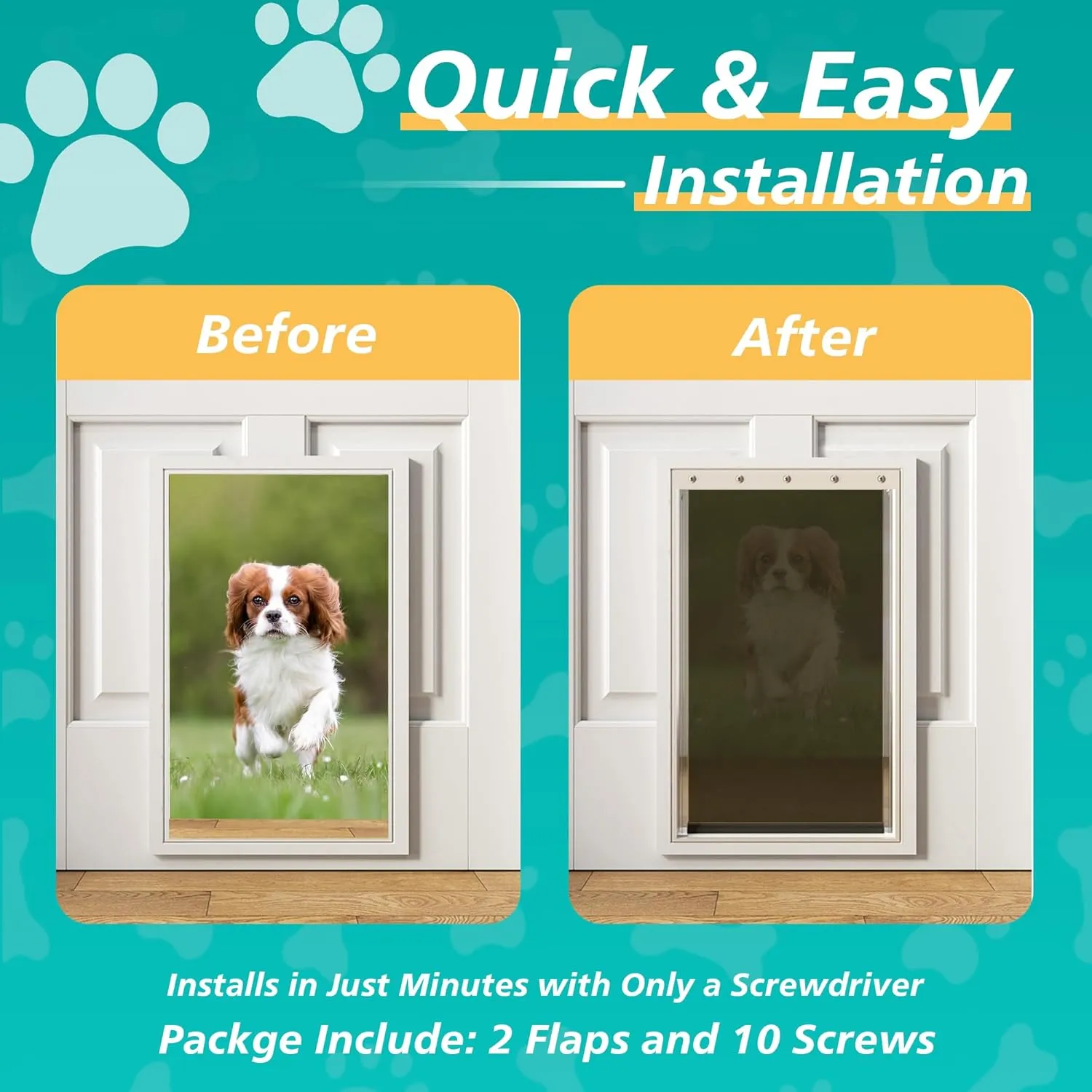 2PACK Large Dog Door Replacement Flaps with Screws - Pet Door Replacement Flap Compatible with Petsafe Freedom Doggie Doors Replacement Flaps PAC11-11039 10 1/8" X 16 7/8", Flexible, No Warped