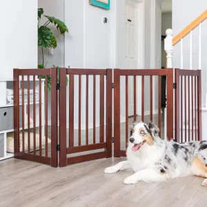 360 Configurable Dog Gate with Door – Indoor Freestanding Walk Through Wood Pet Gate,Walnut