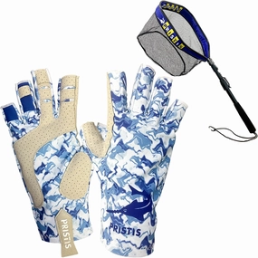 39''/1m Floating Fishing Net & UPF 50  Fishing Gloves(L-XL), Compact Foldable and Portable for Catch and Release, Exquisite Fishing Accessories Kit, Nice Gift for Family