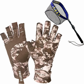 39''/1m Floating Fishing Net & UPF 50  Fishing Gloves(L-XL), Compact Foldable and Portable for Catch and Release, Exquisite Fishing Accessories Kit, Nice Gift for Family