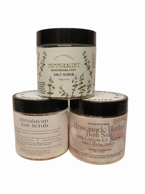 3 Pack At Home Spa Salt Scented Scrubs and Bath Gift Set HOMEMADE ALL NATURAL