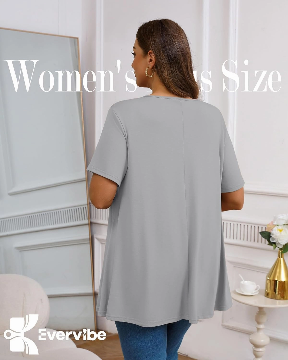 3 Pack Plus Size Tops for Women Casual U Neck A Line Top Short Sleeve Loose Fit Flowy Shirts Tunic Blouses XL-5XL