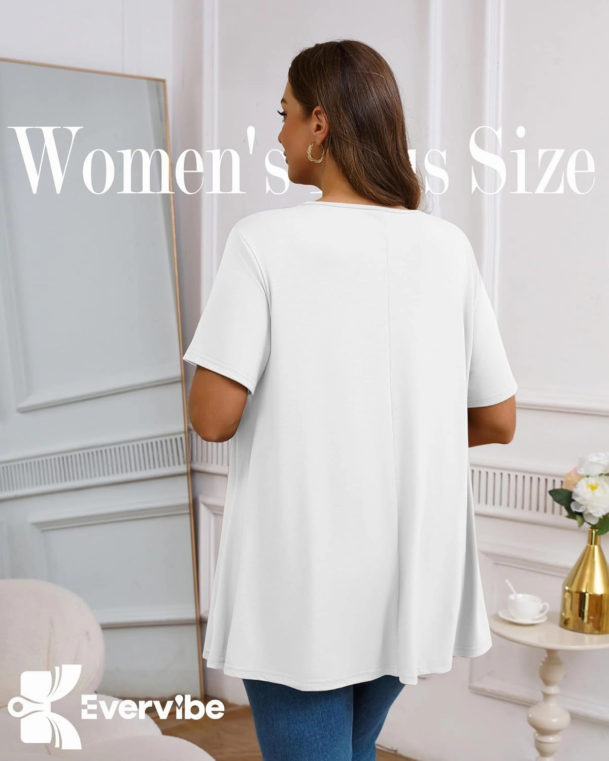 3 Pack Plus Size Tops for Women Casual U Neck A Line Top Short Sleeve Loose Fit Flowy Shirts Tunic Blouses XL-5XL