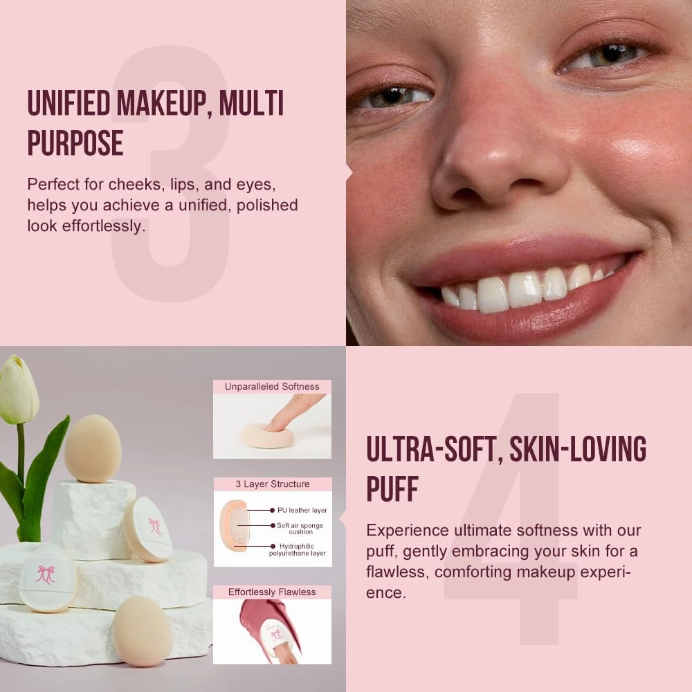 3 Pcs Multi-Use Makeup Cream Blush Stick Set, Unidollssbeauty 3-in-1 Buildable Blush Stick Set, Hydrating formula, All day wear, Easy Application with a Random Accessory Included(01,03,04)