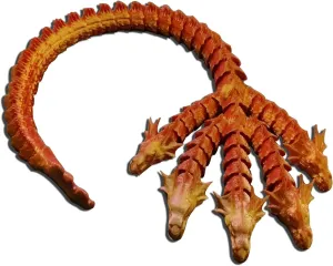3D Printed Dragon,18 inch Five-Headed Dragon, Articulated Tiamat Dragon, Crystal Dragon Fidget Toy, Home Decor, Birthday Gift (Laser Gold&Red)