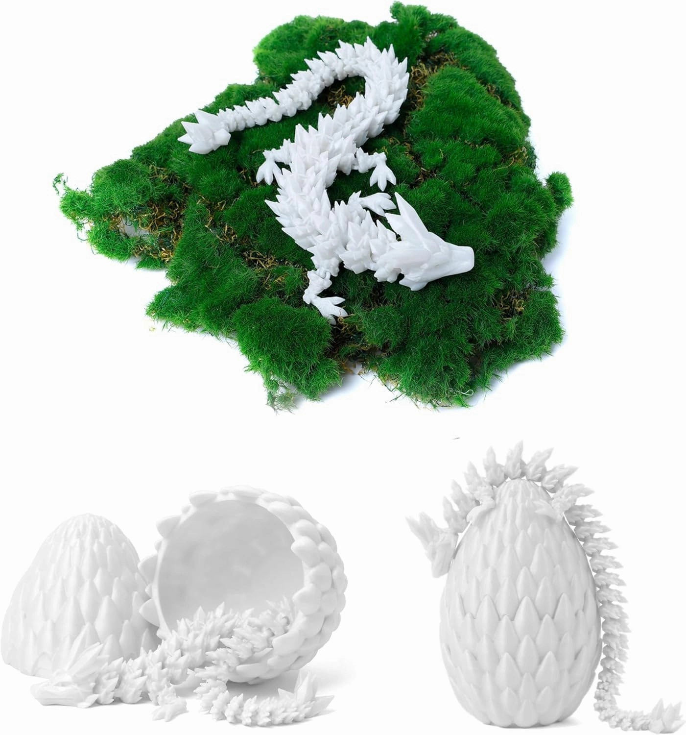 3D Dragon Egg - Glow in The Dark - Surprise Egg with Flexible Crystal Dragon Inside, 3D Printed Gift, Articulated Animal Figurine, Desk Pet Decor