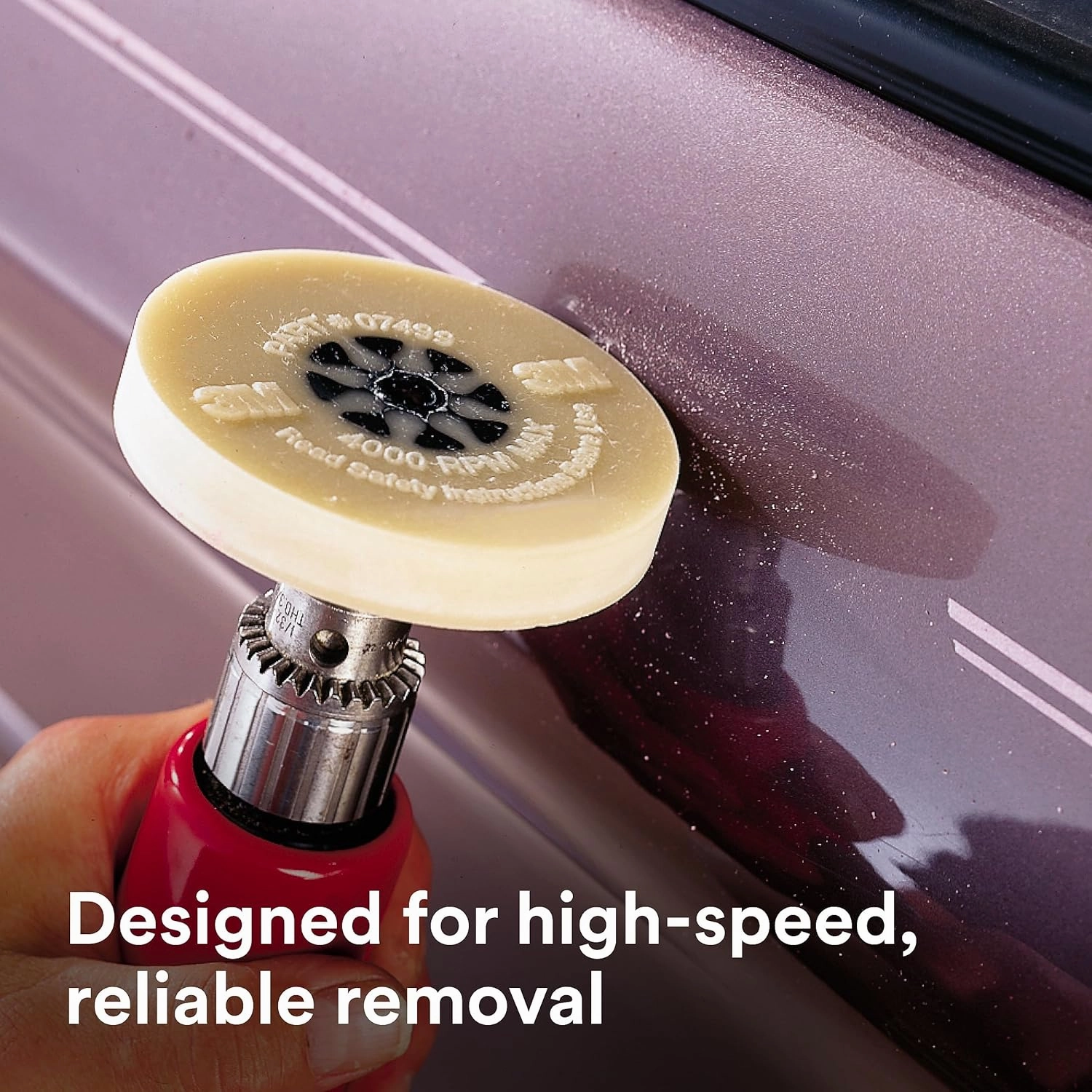 3M Stripe Off Wheel Adhesive Remover Eraser Wheel Removes Decals, Stripes, Vinyl, Tapes and Graphics 4” diameter x 5/8” thick 3/8-16 threaded mandrel 07498 Pack of 1