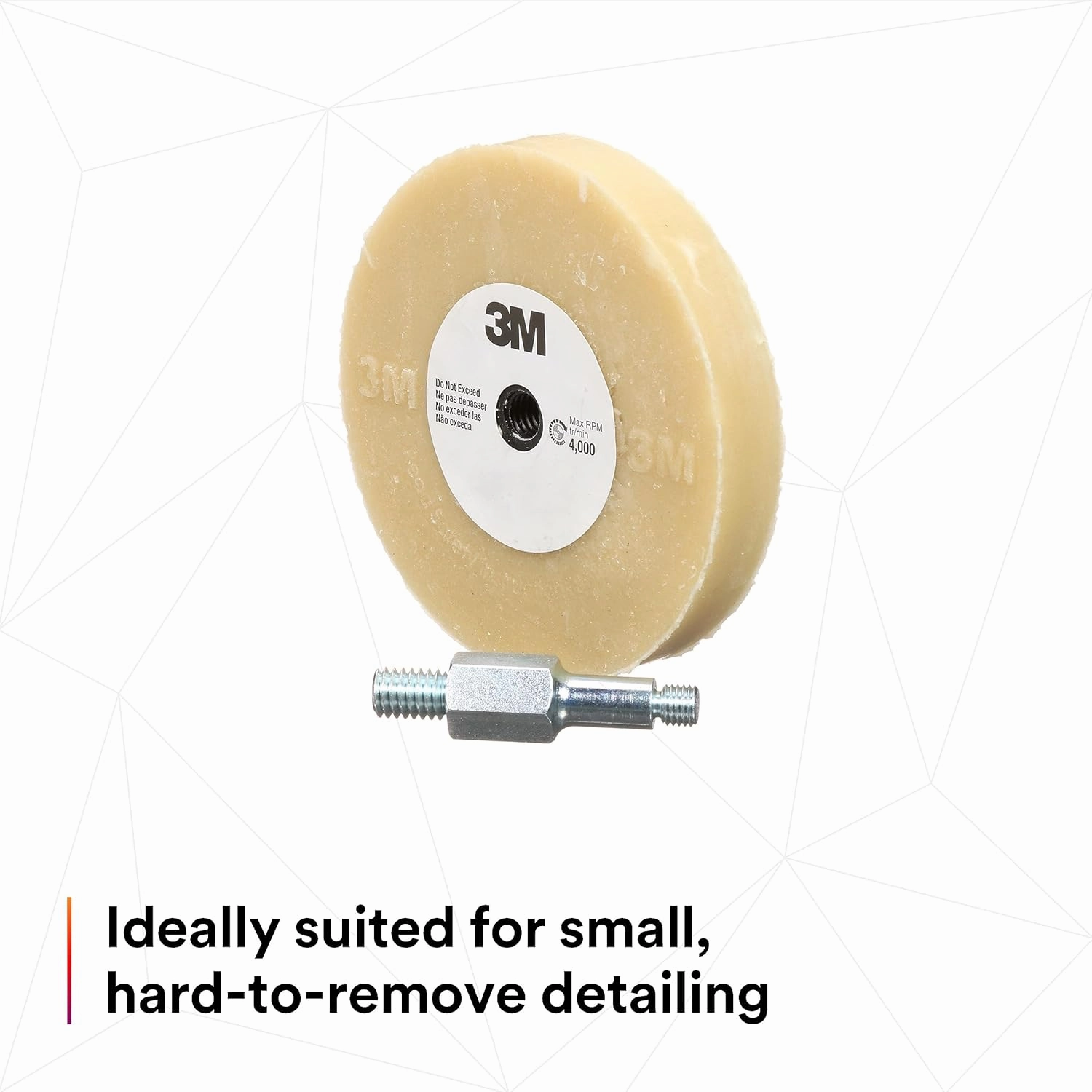3M Stripe Off Wheel Adhesive Remover Eraser Wheel Removes Decals, Stripes, Vinyl, Tapes and Graphics 4” diameter x 5/8” thick 3/8-16 threaded mandrel 07498 Pack of 1
