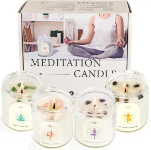 4 Pack Candles for Home Scented, Scented Candle Set with Crystals Stones, Aromatherapy Candles Birthday Gifts Set for Women, 24 Oz 200 Hour Long Lasting Soy Candles Gifts for Mothers Days