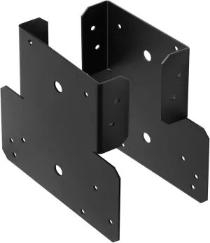 4 Pcs (2 Pair) 6x6 Black T Shape Post to Beam Connector, Adjustable Post Cap, Roof Truss Tie Pergola Bracket for Wood, 14 Gauge