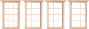4 pcs Simulated Twelve Lattice Window Frame Photograph Props for Doll House Dollhouse Decor Birthday Present Kids