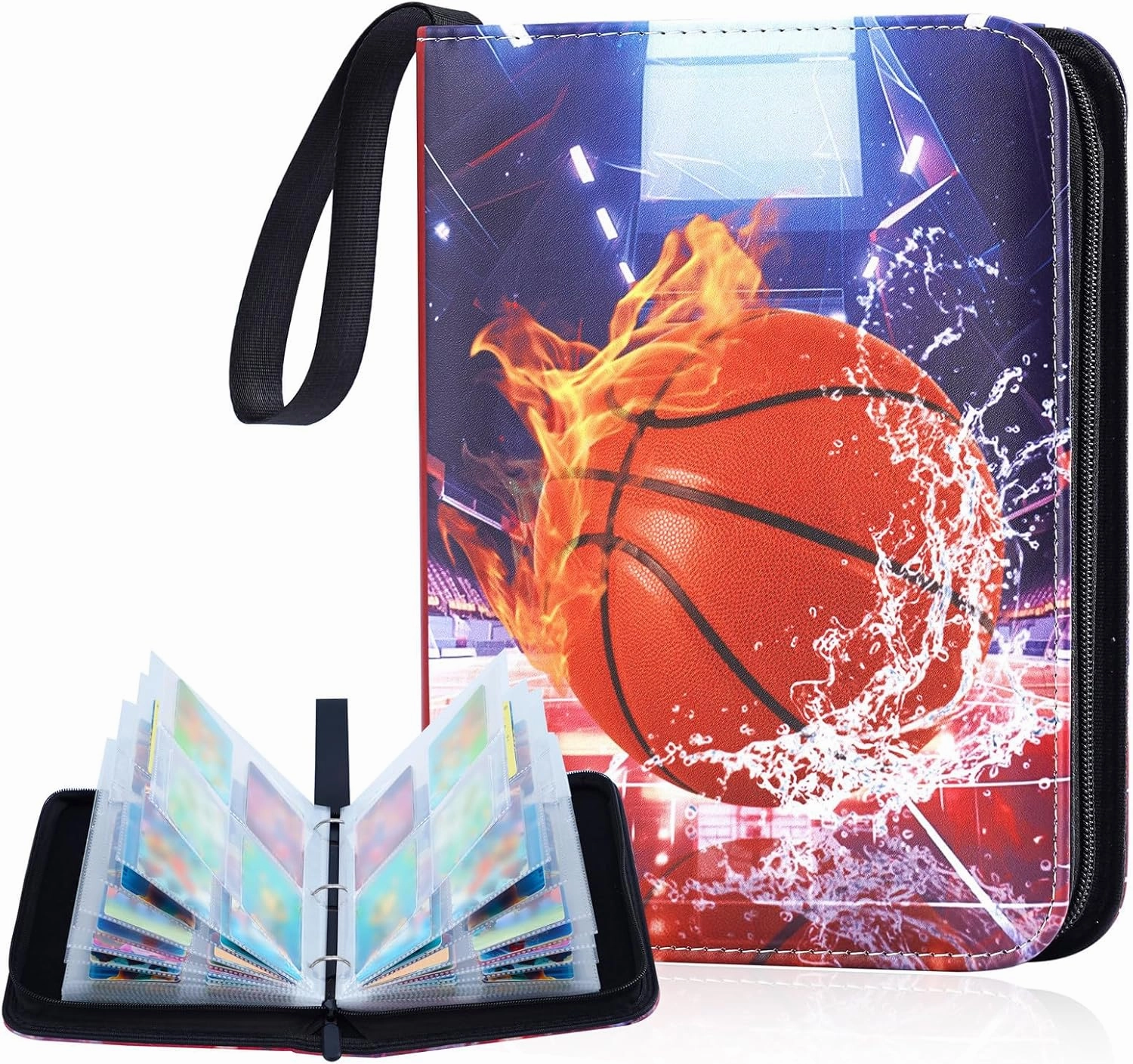 400 Pockets Basketball Card Binder for Trading Cards Collectors Portable Waterproof Card Storage Bag with 50 Removable Sleeves Compatible with Basketball Cards