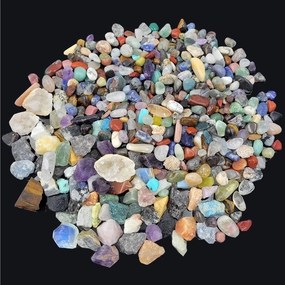 450 Pieces Rocks Collections for Kids, 40  Kinds Gemstones and Crystals Set, Rocks and Minerals Science Kit Include 1.5lb Tumbled Chips Crystals and 1lb Tiny Rough Stones