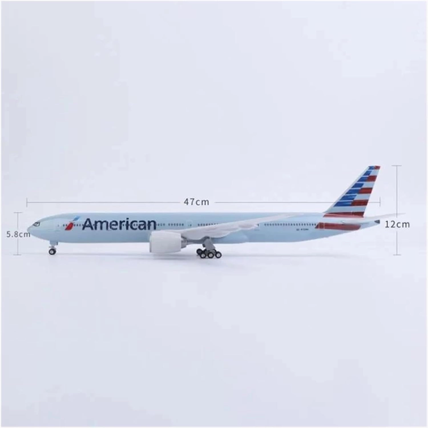 47CM for B777 Aircraft Airplane Resin Miniature Plane Collectible Aviation Enthusiast Commemorative Edition Airplanes(with Light)