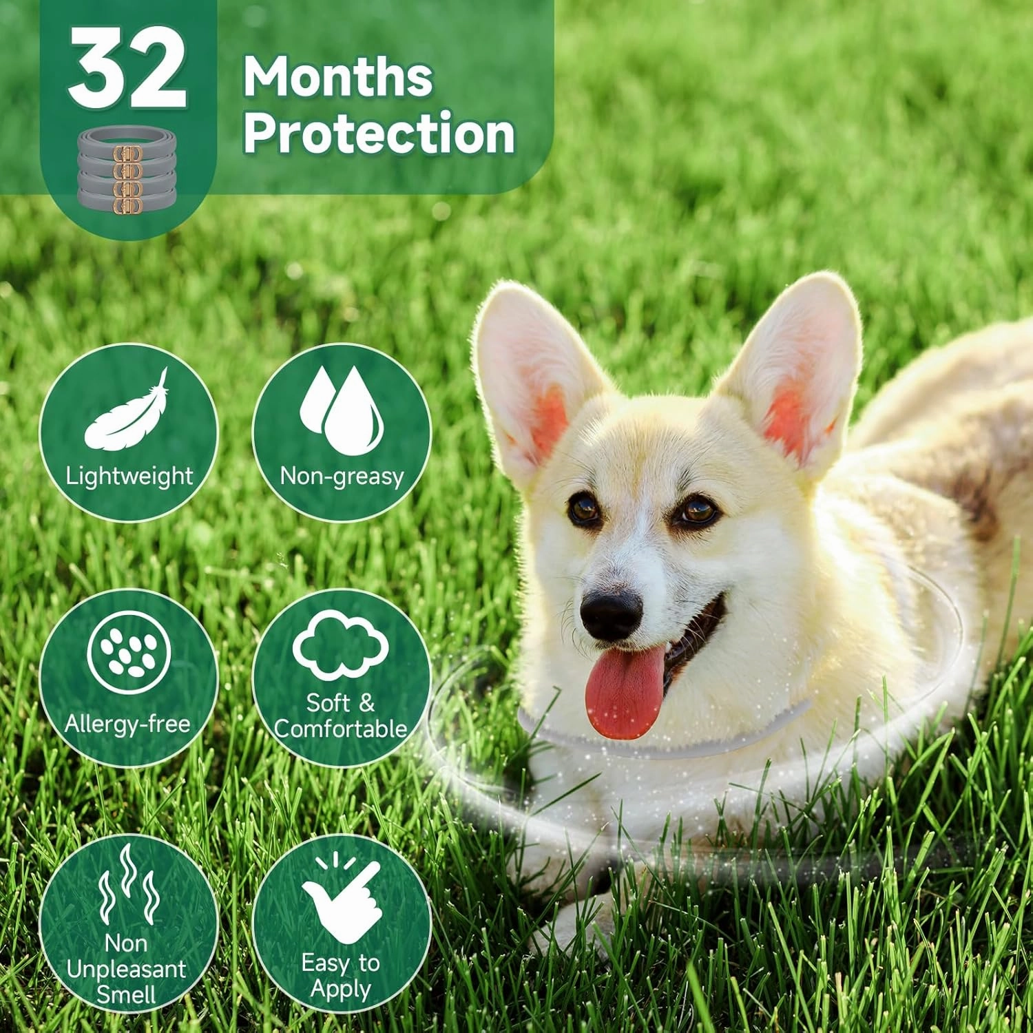 4 Pack Flea Collar for Dogs, 32-Month Dog Flea and Tick Treatment, Flea and Tick Prevention for Dogs, Adjustable Dog Flea and Tick Collar for All Breeds and Size