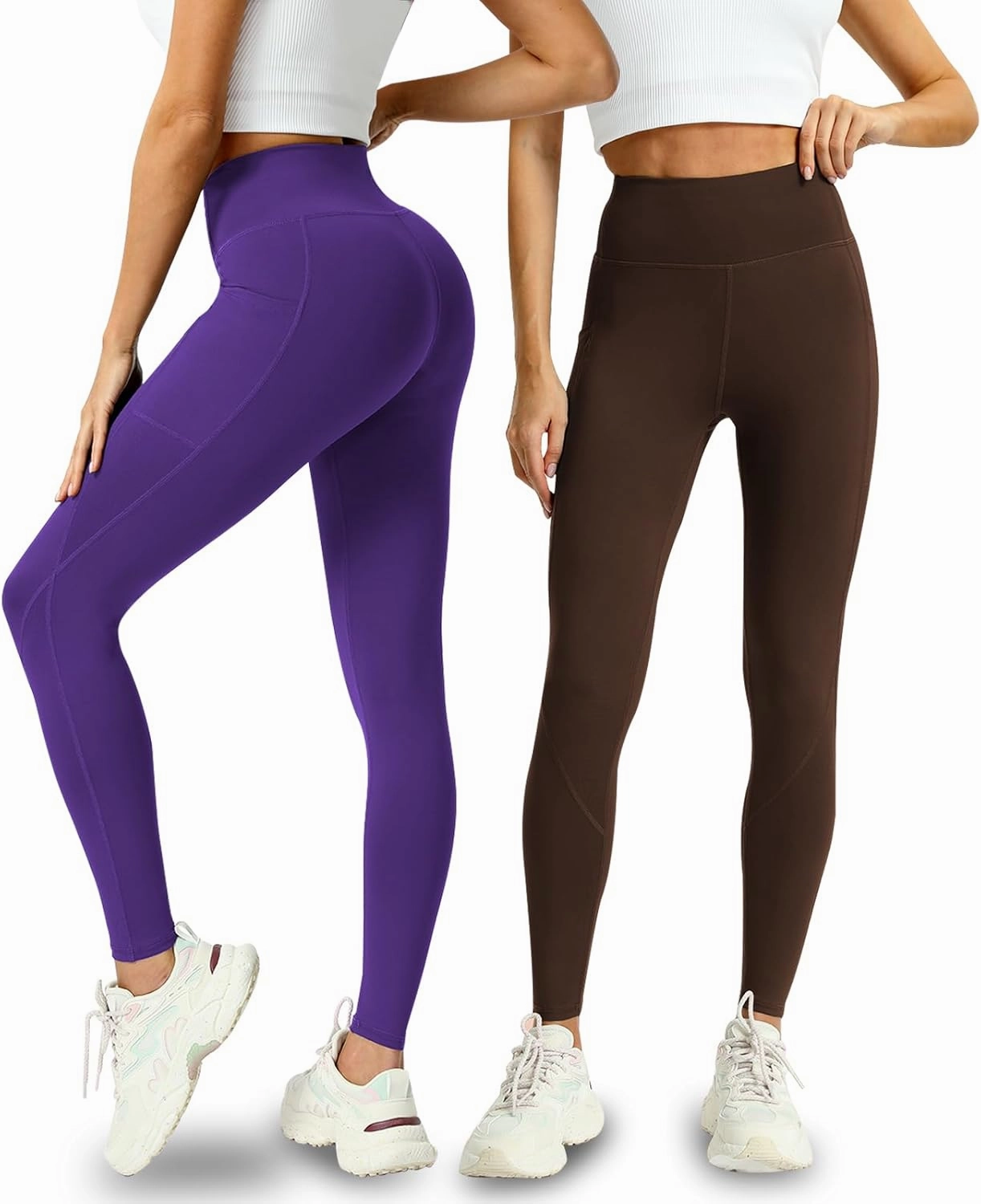 4 Pack Leggings with Pockets for Women - Soft High Waisted Tummy Control Workout Yoga Pants