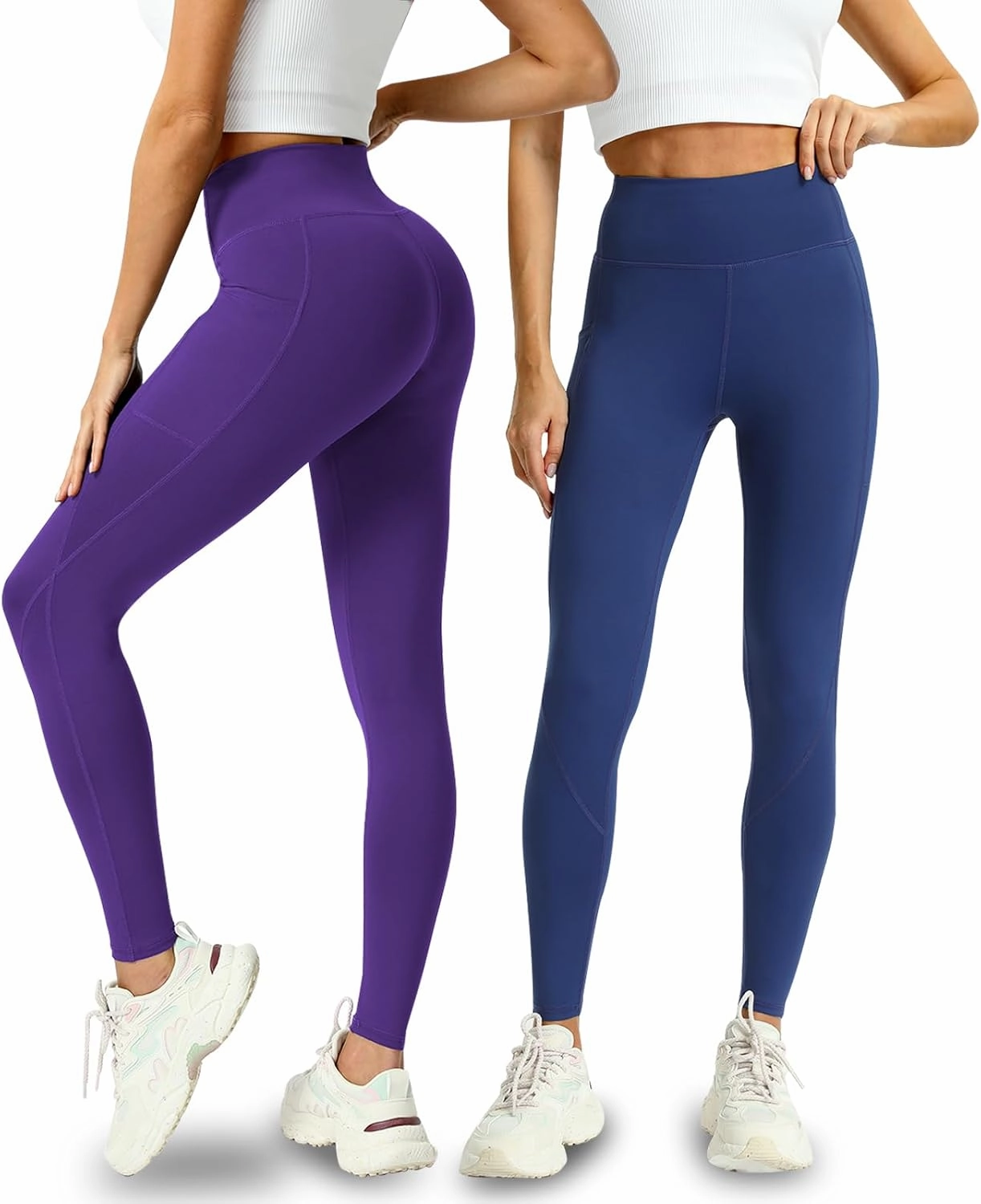 4 Pack Leggings with Pockets for Women - Soft High Waisted Tummy Control Workout Yoga Pants