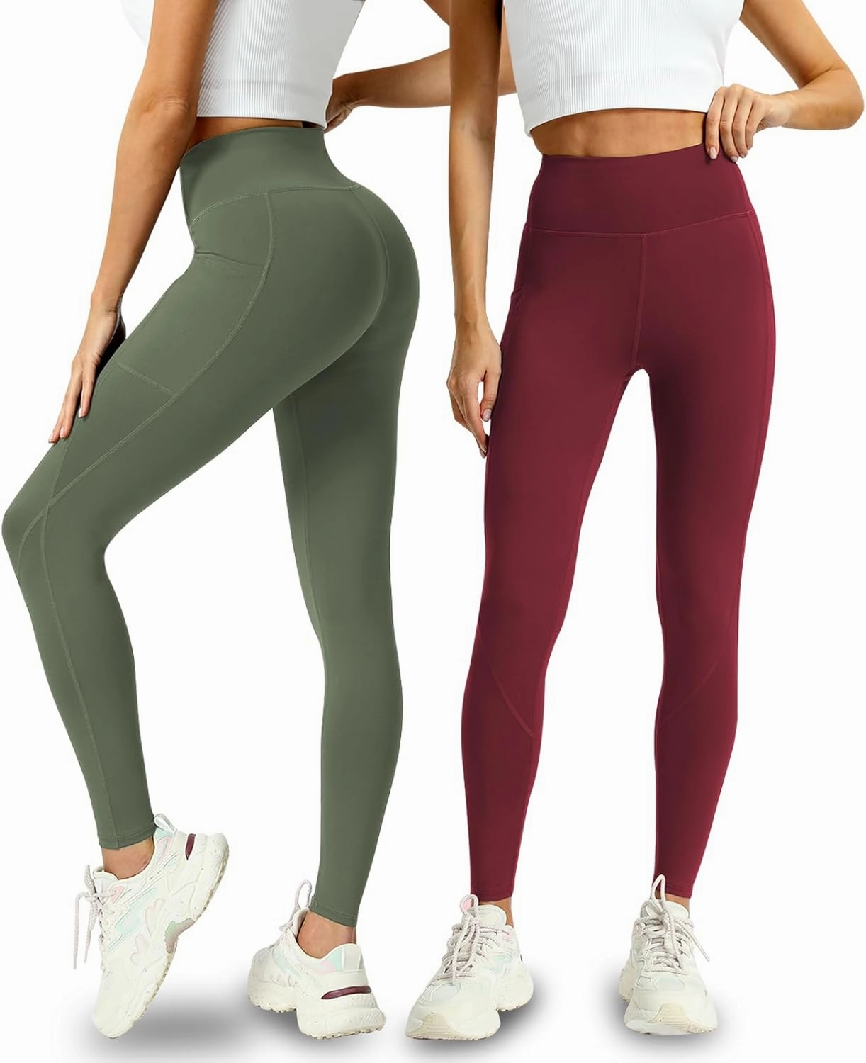 4 Pack Leggings with Pockets for Women - Soft High Waisted Tummy Control Workout Yoga Pants
