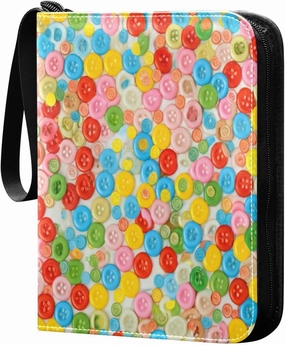 4 Pockets Trading Card Binder Colorful Candy Buttons Holds 400 Standard Cards Waterproof TCG CCG MTG Album Gifts for Collectors Boys Girls