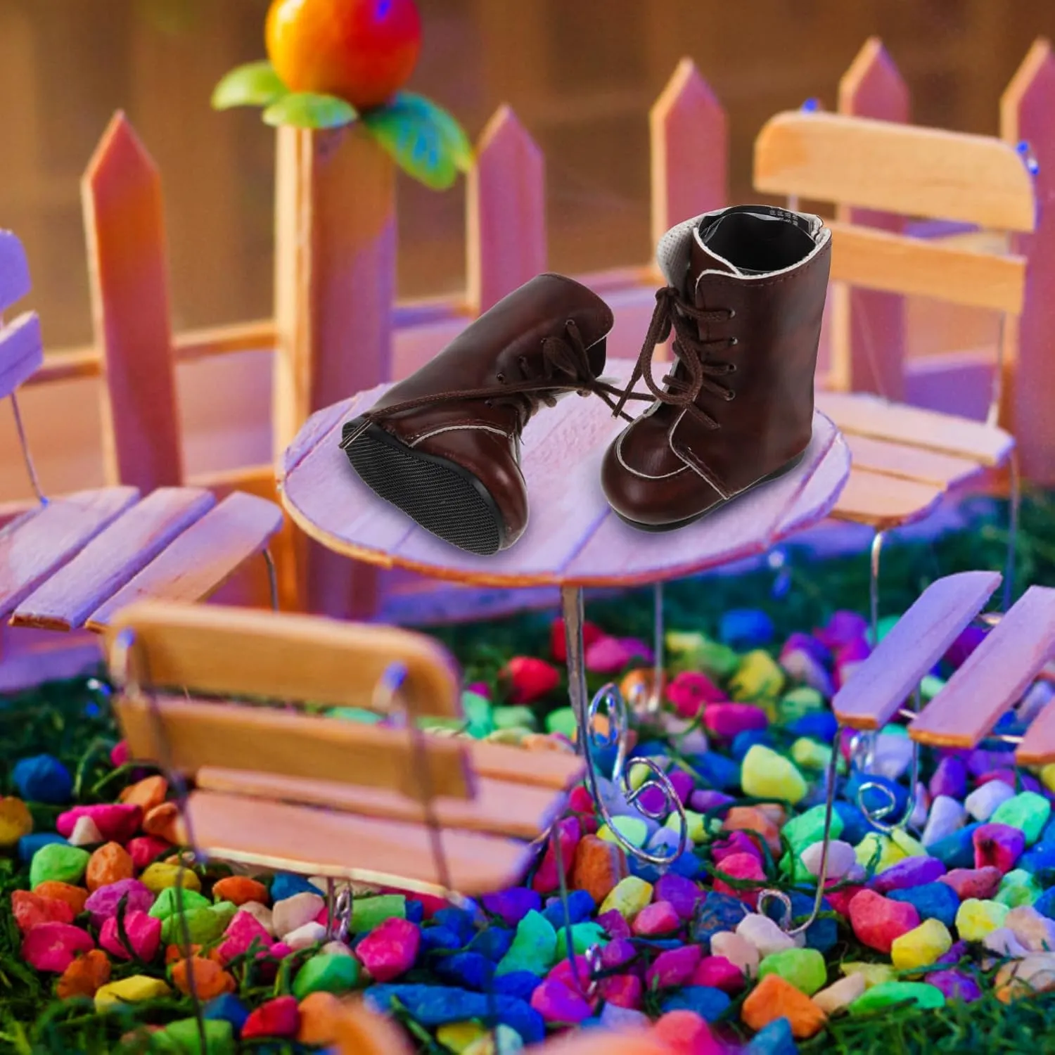 4pairs Realistic Miniature Doll Boots for Micro Landscape Decor for Mini House Scenes Charming Props for Dollhouses and Fairy Gardens
