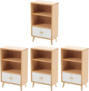 4pcs Miniature Wooden Bookshelf for Dollhouse Furniture Compact Display Cabinet for Mini House Decor Essential Accessory for Miniature Bedroom and Dining Room Lightweight and