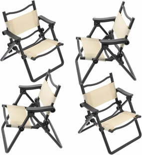 4Pcs Miniature Beach Chair Folding Chair Decor for Dollhouses Realistic Design for Mini House Decoration and Creative Play
