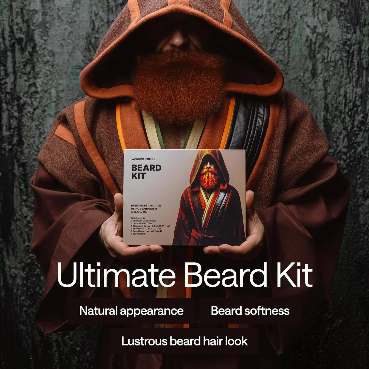 5-in-1 Beard Kit for Men Grooming and Care – Contains Beard Oil, Balm, Derma Roller, Cleansing Spray and Comb – Mustache Grooming Kit – Anniversary & Birthday Gifts for Men – Beard Care Kit
