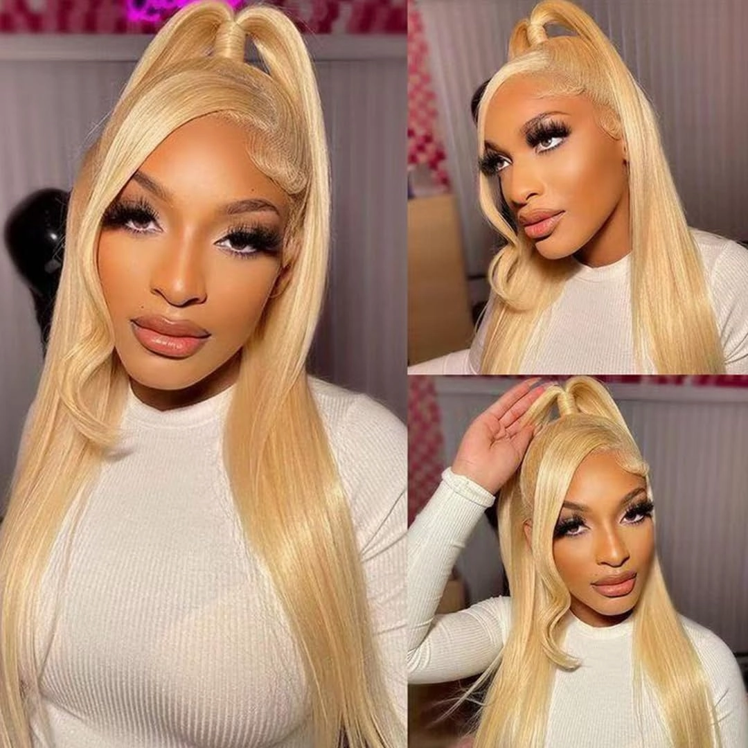 613 HD Glueless Lace Frontal Wigs Pre-Plucked,Similar Human Hair Synthetic Lace Front Wigs Pre-Plucked,Lace Front Wigs for Fashion Women 24 inch